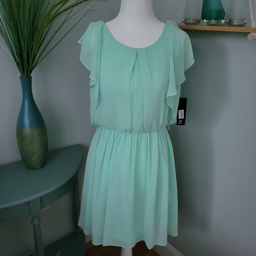 Mint ruffle sleeve dress